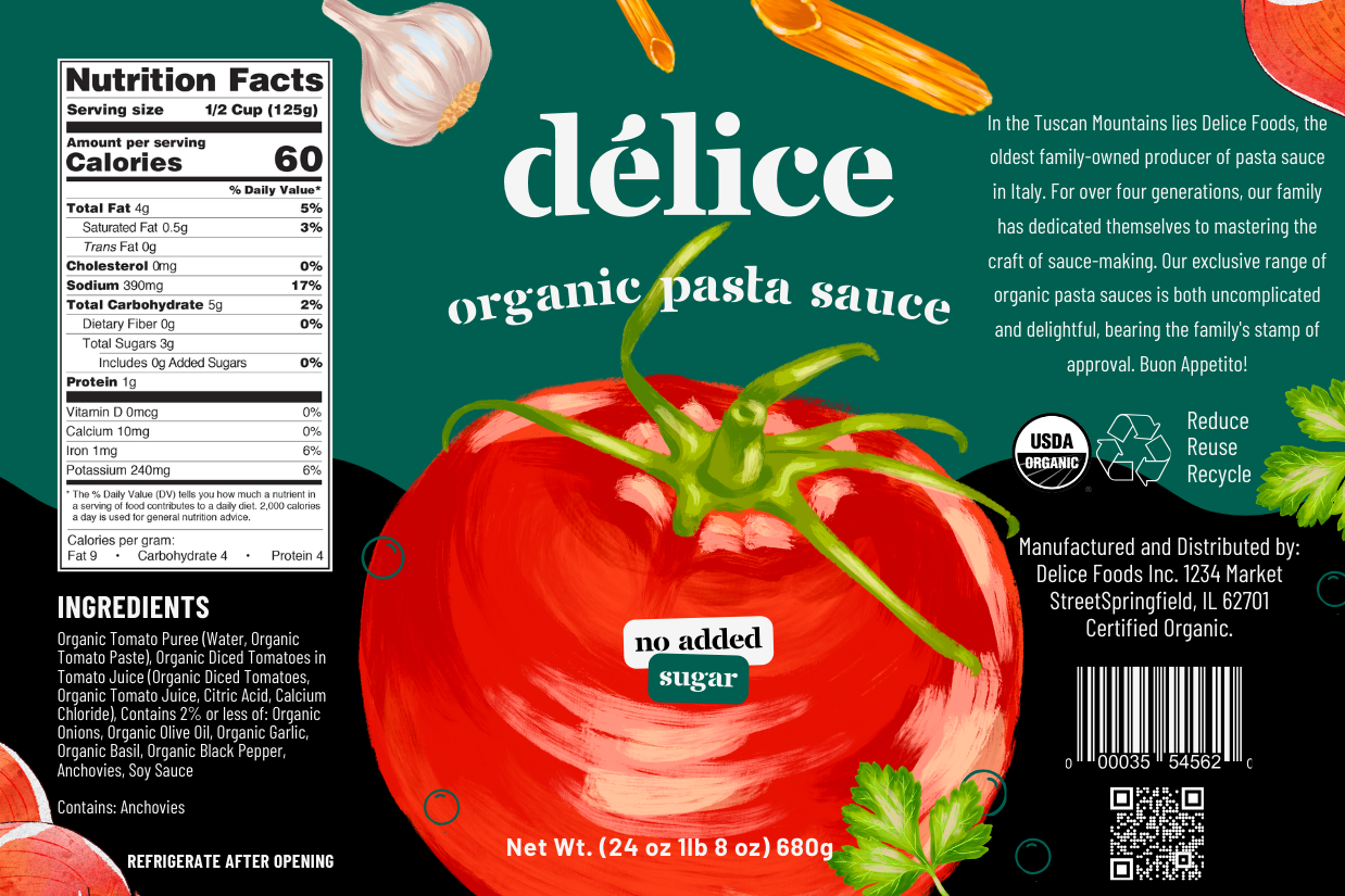 délice organic pasta sauce